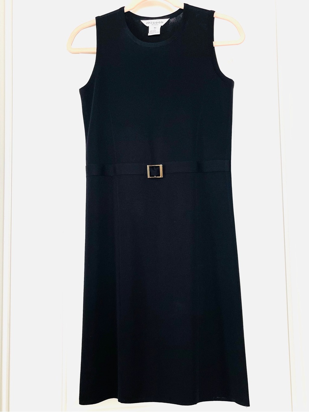 Black Sleeveless Belted Midi Dress by exclusively misook, petite X-small